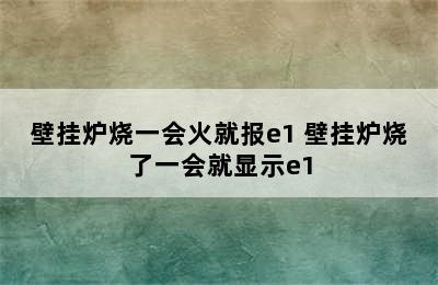 壁挂炉烧一会火就报e1 壁挂炉烧了一会就显示e1